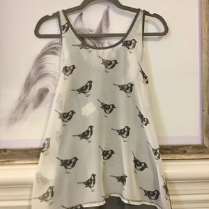 Anthropologie Eloise bird tank blouse / top